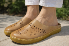 Kožené dámské barefoot nazouváky AMY nature hnědá