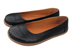 Dámské perforované kožené barefoot baleríny RARA černá
