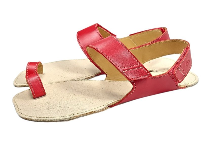Kožené dámské  barefoot sandály na palec DIONE – červené