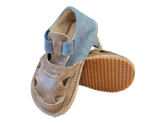Dětské kožené barefoot sandálky ITHAKA modrá