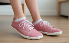 Kožené minimalistické barefoot tenisky TIME růžová