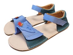 Chlapecké kožené barefoot sandály MIRRISA zelená s raketou