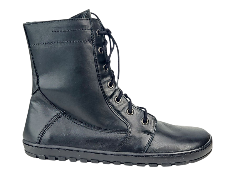 Dámské barefoot vyšší kožené boty BUTE černá, hřejivý filc