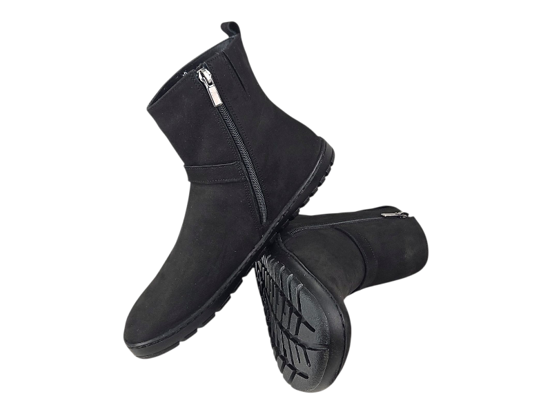Dámské elegantní barefoot kotníčkové zimní  boty TENE černá, hřejivá podšívka