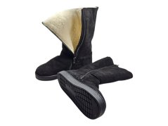 Dámské zimní barefoot kozačky MANY  z velurové kůže – černé