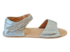 Dívčí kožené barefoot sandály MIRRISA stříbrná
