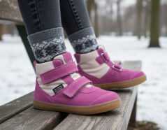 Dětské kotníkové barefoot boty MANGO růžová s filcovou podšívkou