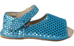 modré barefoot sandálky s puntíky