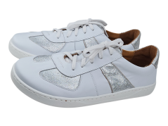 Kožené barefoot dámské sneakers PUMMAI bílo-stříbrné