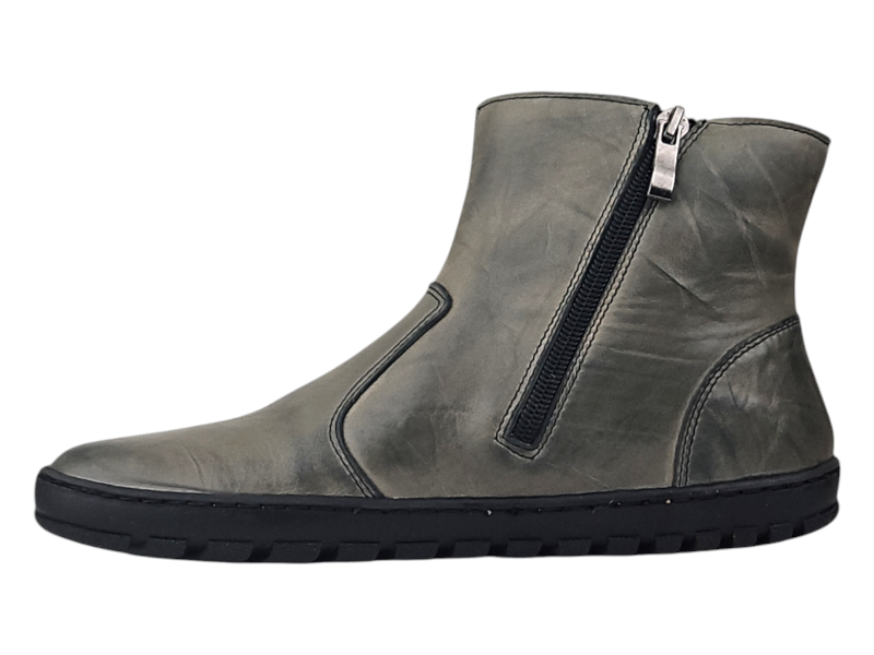 Dámské zimní kotníčkové boty na zipy HOOD šedá s hřejivou podšívkou