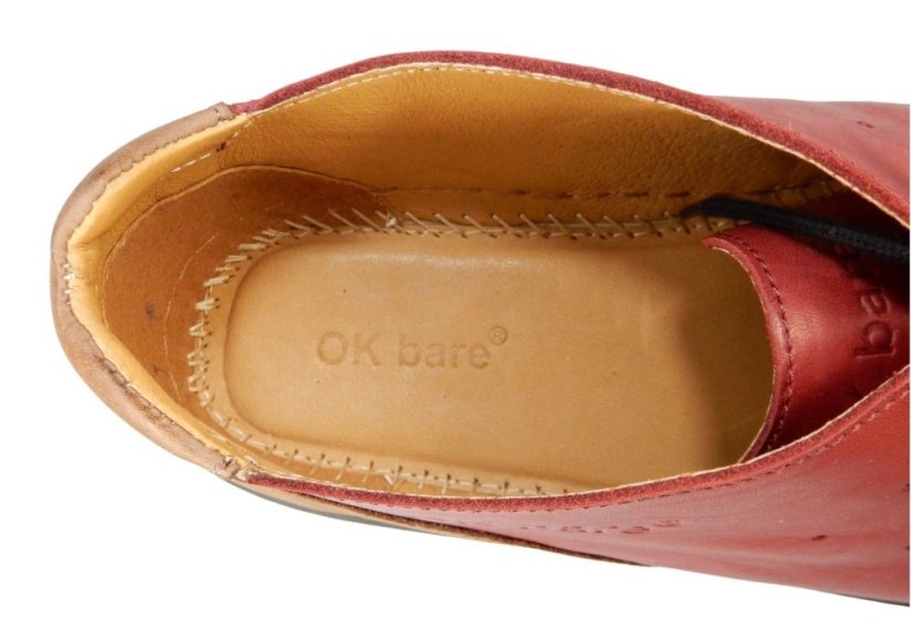 Dámské barefoot kožené boty s perforací  FAIR/P červená