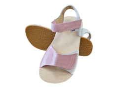 Dívčí kožené barefoot sandály MIRRISA bílá + růžová