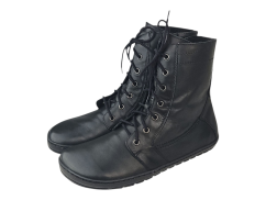 Dámské barefoot vyšší kožené boty BUTE černá, hřejivý filc