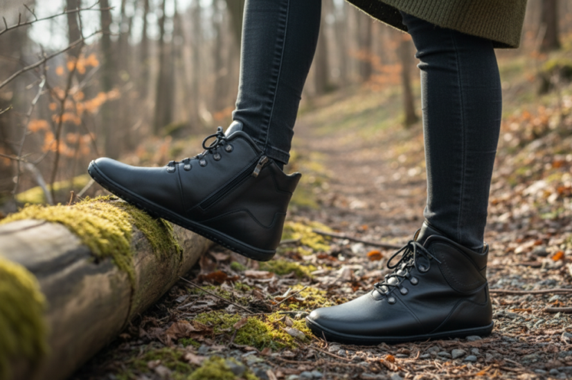 Dámské barefoot celokožené pohorky NETTLE černá