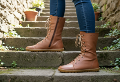 Dámské barefoot zimní polokozačky HIRA hnědá, s podšívkou z přírodní vlny