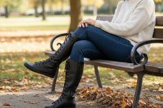 Dámské vysoké barefoot kozačky HOY černá, podšívky kožené, vyšší podešev